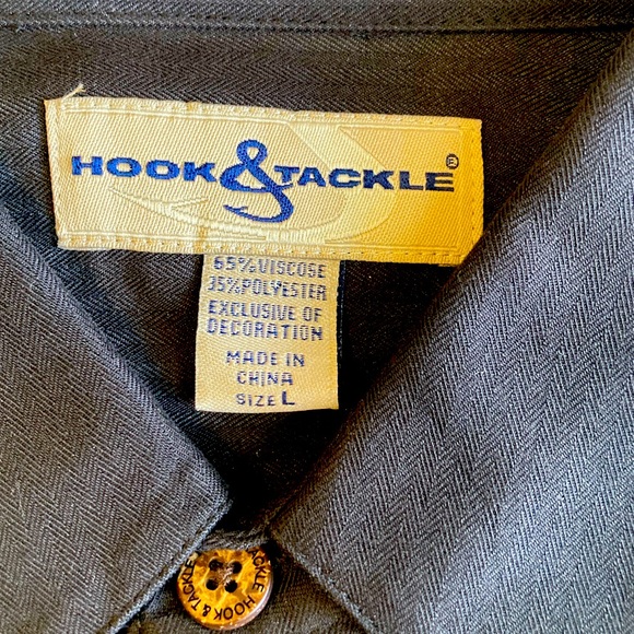 EUC - Hook & Tackle Marlin Swordfish Embroidered Button Up Dress Shirt - Picture 8 of 12